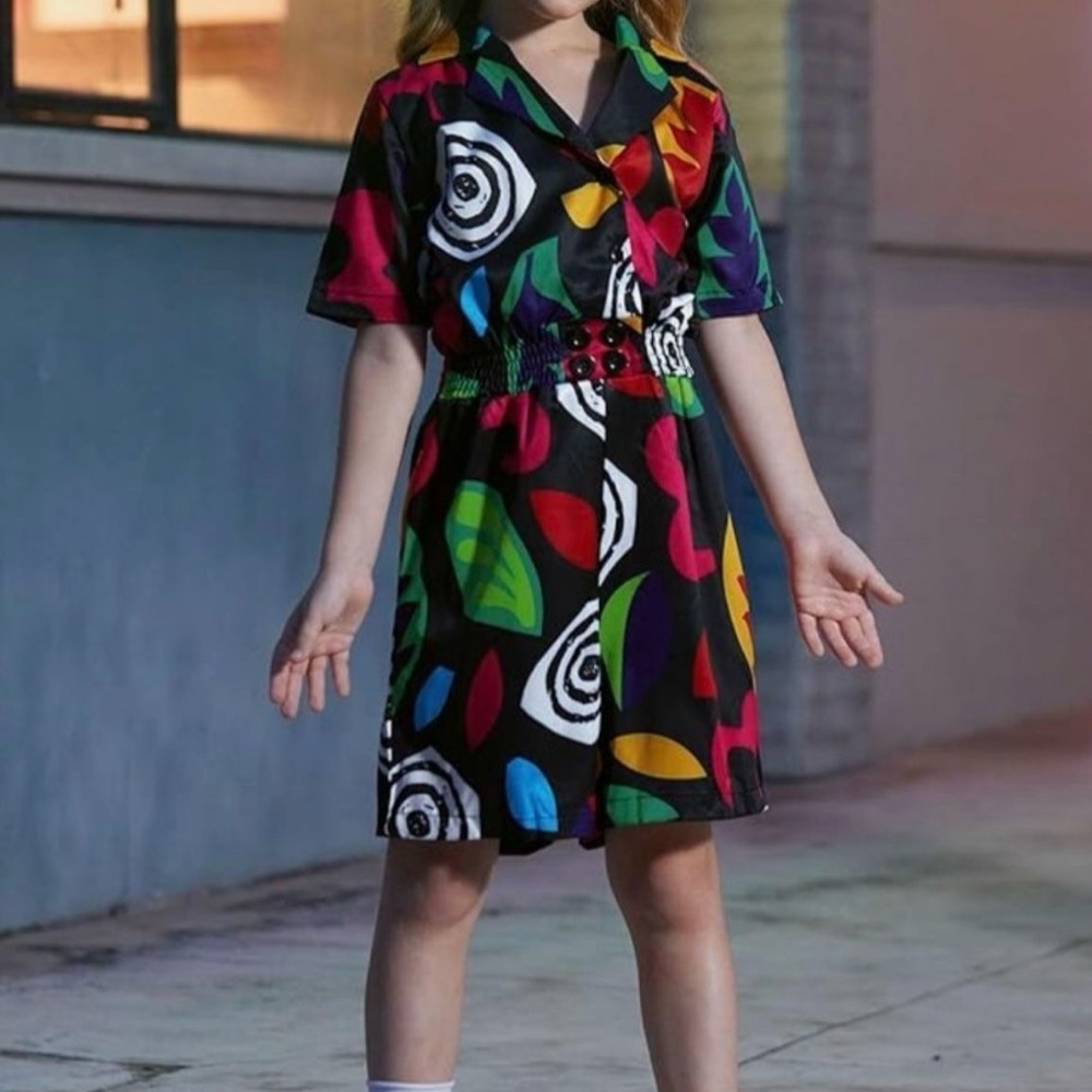 Kids Stranger Things Show Eleven 80s Romper Costume